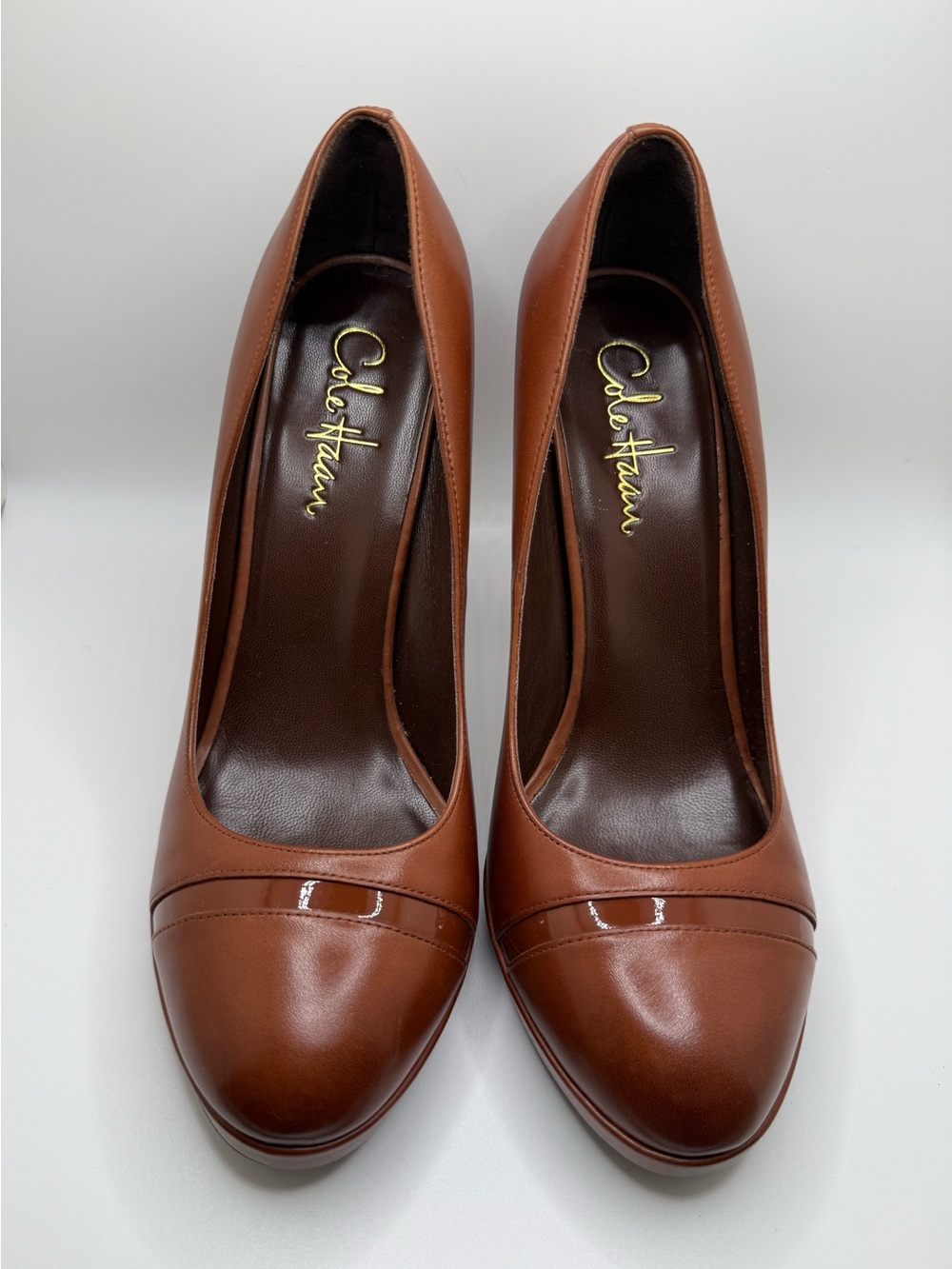 Cole Haan Tonya Cap Toe Pump II Brown Leather Heels 7.5